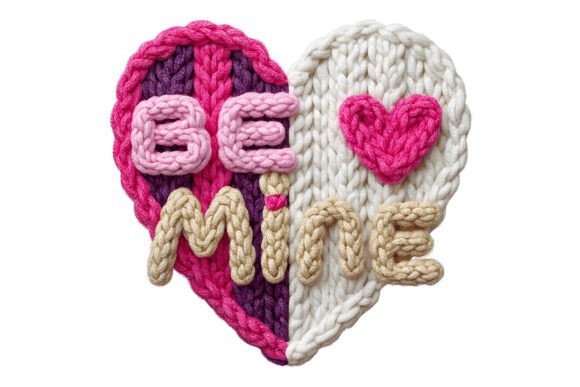 Download Be Mine Knitted Heart PNG - Knitted heart png Collection