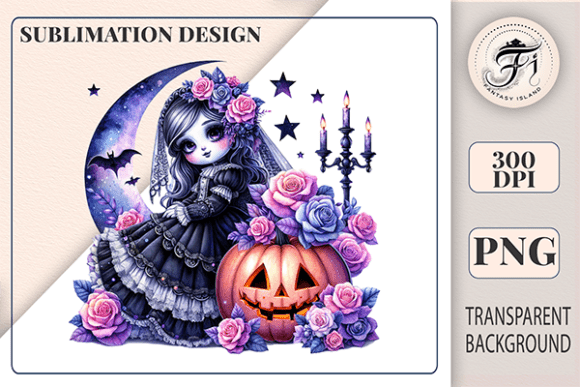 Download Spooky Cute Girl Gothic Halloween PNG - Premium Bundle