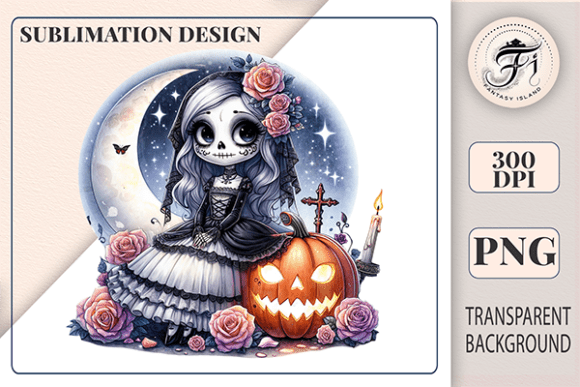 Download Cute Gothic Sugar Skull Girl Clipart PNG - Premium Resources