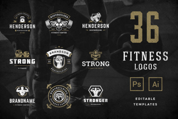 Download Retro Fitness &amp; Gym Logos Set - Premium Resources
