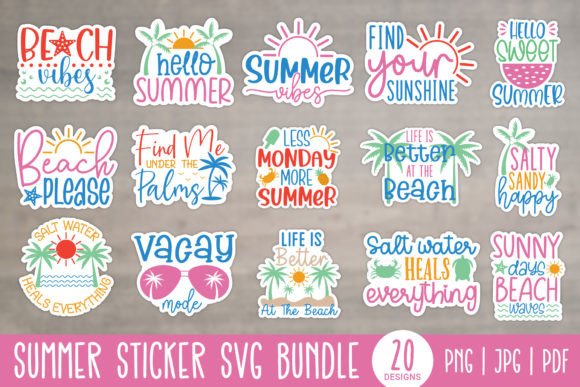 Download Summer Printable Stickers Bundle - Printable stickers Collection